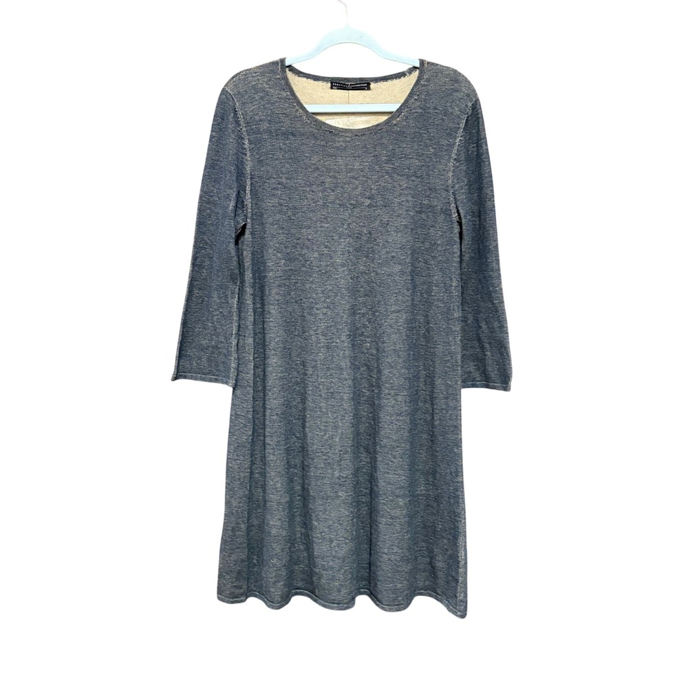Peruvian Connection Indigo Bette Dress NWT Knit Grey Heathered Cotton Luxury